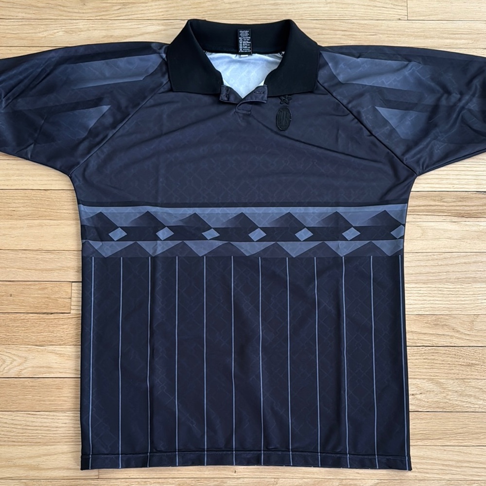 Black Jersey Shirt with Geometric Pattern